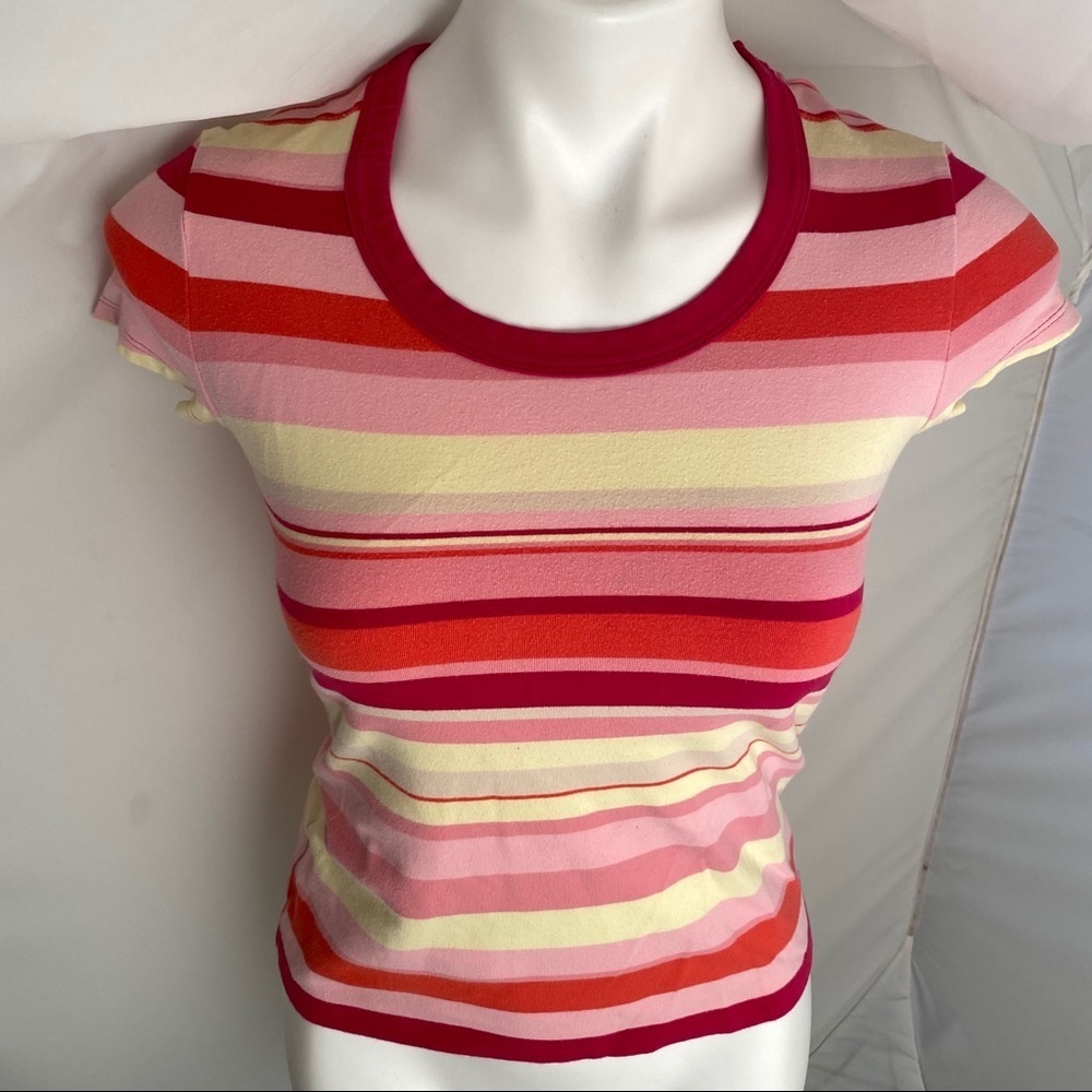 Ann Taylor multicolor striped short sleeve t-shirt